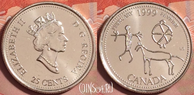 Канада 25 центов 1999 года, KM# 343, UNC, 180k-141