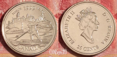 Канада 25 центов 1999 года, KM# 344, UNC, 262-124