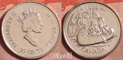 Канада 25 центов 1999 года, KM# 346, UNC, 180k-131