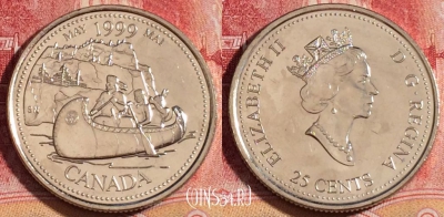Канада 25 центов 1999 года, KM# 346, UNC, 262-128