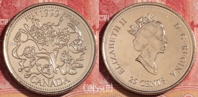 Канада 25 центов 1999 года, KM# 348, UNC, 262-125