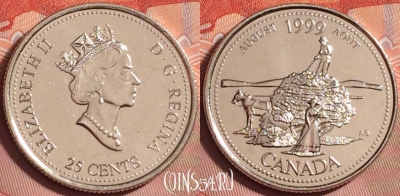 Канада 25 центов 1999 года, KM# 349, UNC, 181k-018