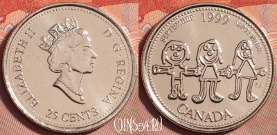 Канада 25 центов 1999 года, KM# 350, UNC, 181k-013