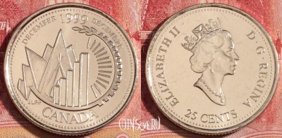 Канада 25 центов 1999 года, KM# 353, UNC, 262-121
