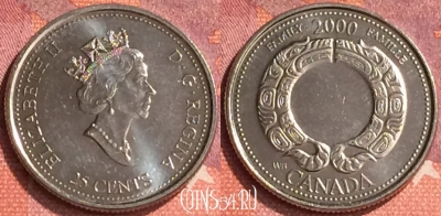 Канада 25 центов 2000 года, KM# 375, 292o-081
