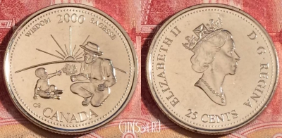 Канада 25 центов 2000 года, KM# 378, UNC, 262-139