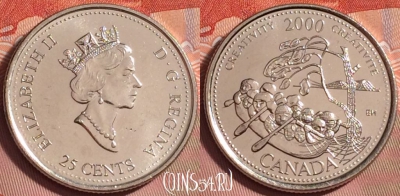 Канада 25 центов 2000 года, KM# 379, UNC, 182k-066