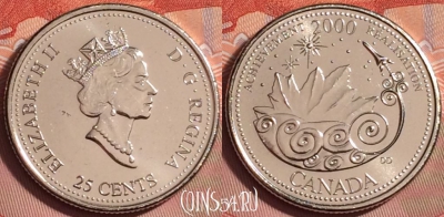 Канада 25 центов 2000 года, KM# 381, UNC, 182k-056