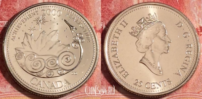 Канада 25 центов 2000 года, KM# 381, UNC, 262-138