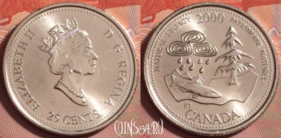 Канада 25 центов 2000 года, KM# 382, UNC, 182k-041