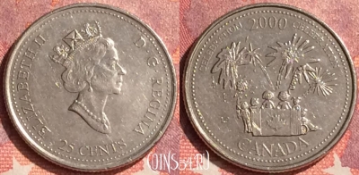 Канада 25 центов 2000 года, KM# 383, 299o-050
