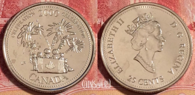 Канада 25 центов 2000 года, KM# 383, UNC, 262-144