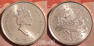 Канада 25 центов 2000 года, KM# 384.2, UNC, 182k-061