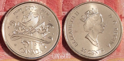 Канада 25 центов 2000 года, KM# 384.2, UNC, 262-141