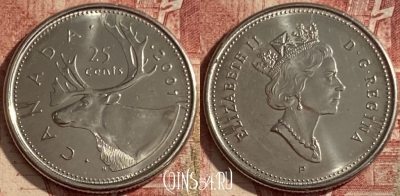 Канада 25 центов 2001 P, KM# 184b, 100q-082 ♛