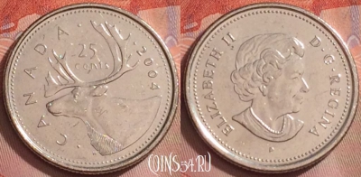 Канада 25 центов 2004 года, KM# 493, 272k-097