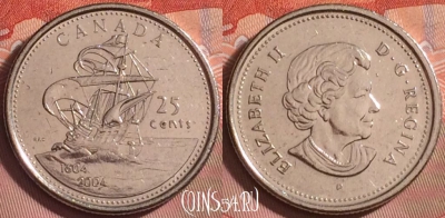 Канада 25 центов 2004 года, KM# 628, 189k-057