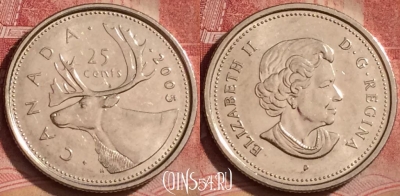 Канада 25 центов 2005 года, KM# 493, 070l-027