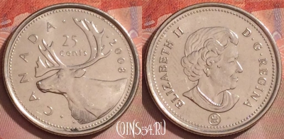 Канада 25 центов 2008 года, KM# 493, 272k-113