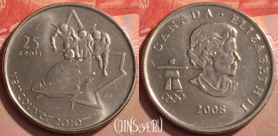 Канада 25 центов 2008 года, KM# 841, 425-024