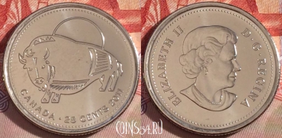 Канада 25 центов 2011 года, KM# 1168, UNC, 268-026