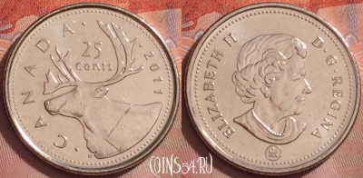Канада 25 центов 2011 года, KM# 493, 275k-085