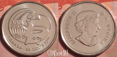Канада 25 центов 2011 года, KM# 1170, UNC, 177k-092