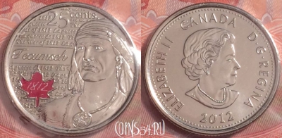 Канада 25 центов 2012 года, запайка, UNC, 175k-085