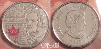 Канада 25 центов 2013 года, запайка, UNC, 180k-084