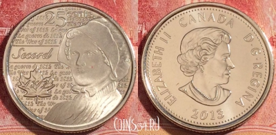 Канада 25 центов 2013 года, KM# 1700, UNC, 261-138