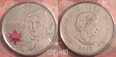 Канада 25 центов 2013 года, запайка, UNC, 180k-090