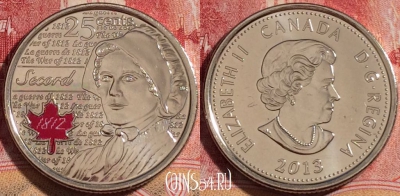 Канада 25 центов 2013 года, KM# 1700a, UNC, 261-105