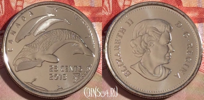Канада 25 центов 2013 г., Матовые дельфины, UNC, 265-125
