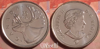 Канада 25 центов 2016 года, KM# 493, UNC, 066k-094