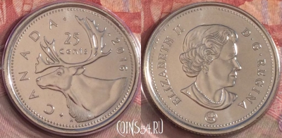 Канада 25 центов 2016 года, KM# 493, UNC, 093b-019