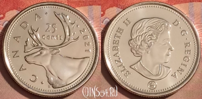 Канада 25 центов 2021 года, KM# 493, UNC, 096l-059