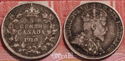 Канада 5 центов 1910 года, Ag, KM# 13, 252-002