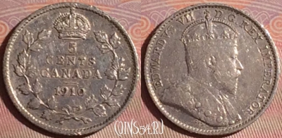 Канада 5 центов 1910 года Ag, KM# 13, 054i-074