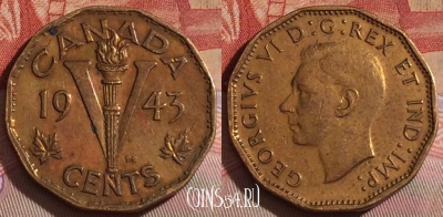Канада 5 центов 1943 года, KM# 40, 266b-067
