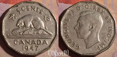 Канада 5 центов 1947 года, KM# 39a, 328g-127