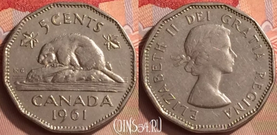 Канада 5 центов 1961 года, KM# 50a, 420-141