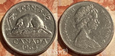 Канада 5 центов 1965 года, KM# 60.1, 494р-114
