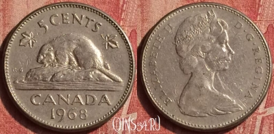 Канада 5 центов 1968 года, KM# 60.1, 406-120