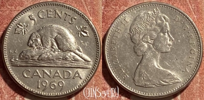 Канада 5 центов 1969 года, KM# 60.1, 084r-065