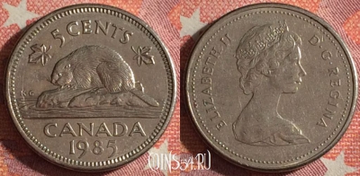 Канада 5 центов 1985 года, KM# 60.2a, 352-143