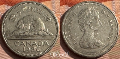 Канада 5 центов 1986 года, KM# 60.2a, 162s-073