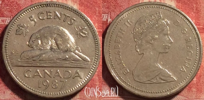 Канада 5 центов 1987 года, KM# 60.2a, 080c-040