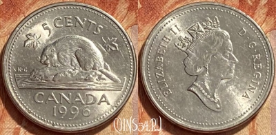 Канада 5 центов 1996 года, KM# 182, 364q-062