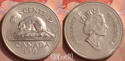 Канада 5 центов 1997 года, KM# 182, 057l-155