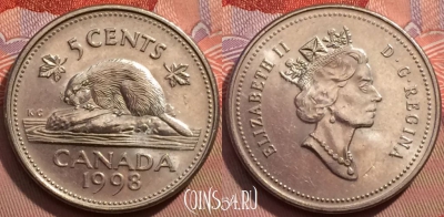 Канада 5 центов 1998 года, KM# 182, 247-124